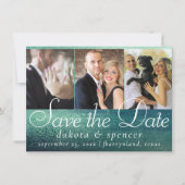 Glitzy Foil | Green Aqua Sparkone 3 Foto Save The Date (Vorderseite)
