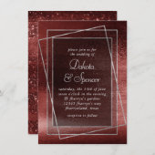 Glitzy Foil | Henna Crimson Red Faux Glitter Shine Einladung (Vorne/Hinten)
