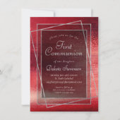 Glitzy Foil | Henna Crimson Red First Communation Einladung (Vorderseite)