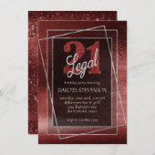 Glitzy Foil | Henna Crimson Red Glam 21 und Legal Einladung (Vorne/Hinten)