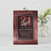 Glitzy Foil | Henna Crimson Red Glam 21 und Legal Einladung (Stehend Vorderseite)