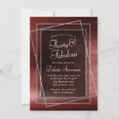 Glitzy Foil | Henna Crimson Red Glitter Birthday Einladung (Vorderseite)
