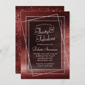 Glitzy Foil | Henna Crimson Red Glitter Birthday Einladung
