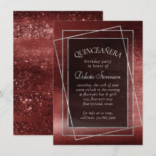 Glitzy Foil   Henna Crimson Red Glitzer Birthday Einladung