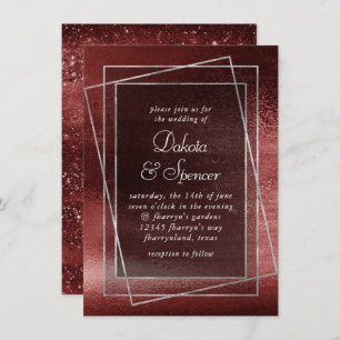 Glitzy Foil   Henna Crimson Red Imitats Glitzer Sh Einladung