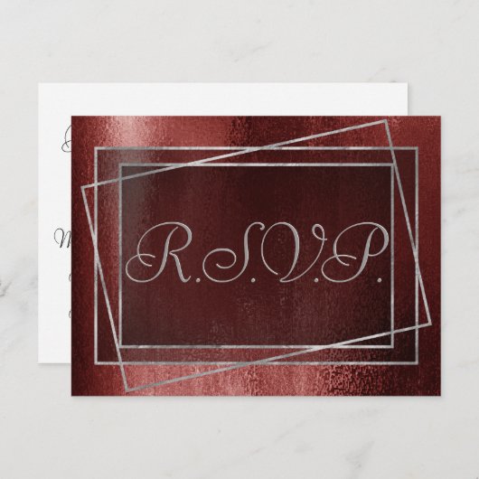 Glitzy Foil | Henna Crimson Red Imitats Glitzer UA Einladungspostkarte (Vorne/Hinten)