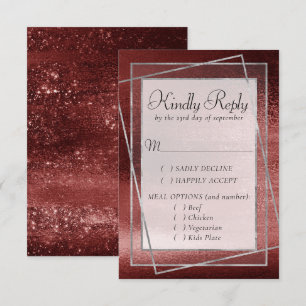 Glitzy Foil Henna Crimson Red Imitats Sparkle RSVP Karte