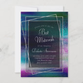 Glitzy Foil | Holographic Dark Ombre Bat Mitzvah Einladung (Vorderseite)