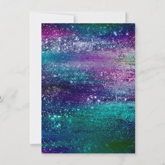 Glitzy Foil | Holographic Faux Sparkle Engagement Einladung (Rückseite)