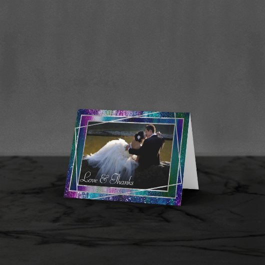 Glitzy Foil | Holographic Iridescent Ombre Foto Dankeskarte
