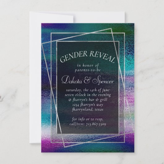 Glitzy Foil | Holographic Iridescent Ombre Shower Einladung (Vorderseite)