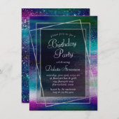 Glitzy Foil | Holographic Metallic Birthday Party Einladung (Vorne/Hinten)