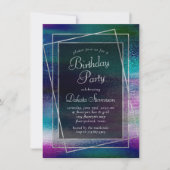 Glitzy Foil | Holographic Metallic Birthday Party Einladung (Vorderseite)