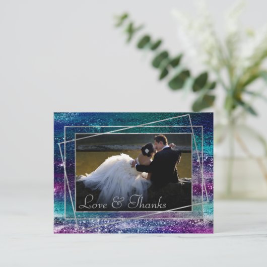 Glitzy Foil | Holographic Ombre Foto Vielen Dank Postkarte (Stehend Vorderseite)