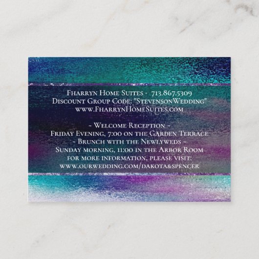 Glitzy Foil | Holographic Ombre Guest Information Begleitkarte (Rückseite)