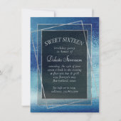 Glitzy Foil | Ice Blue Faux Iridescent Sweet 16 Einladung (Vorderseite)