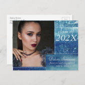 Glitzy Foil | Ice Blue Iridescent Foto Vielen Dank Postkarte (Vorne/Hinten)