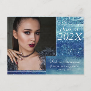 Glitzy Foil   Ice Blue Iridescent Foto Vielen Dank Postkarte