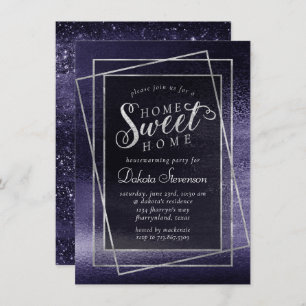 Glitzy Foil Indigo Lila Imitate Mitternacht Shim Einladung