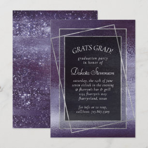 Glitzy Foil   Indigo Midnight Lila Abschluss Einladung