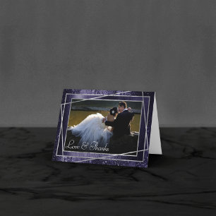 Glitzy Foil Indigo Midnight Lila Glitzer Foto Dankeskarte