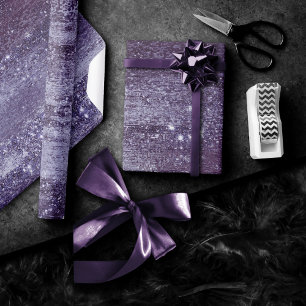 Glitzy Foil   Indigo Midnight Lila Imitats Sparkle Geschenkpapier
