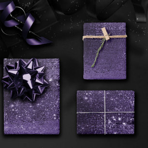 Glitzy Foil   Indigo Midnight Lila Imitats Sparkle Geschenkpapier Set
