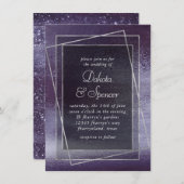 Glitzy Foil | Indigo Purple Sparkle Glam Wedding Einladung (Vorne/Hinten)