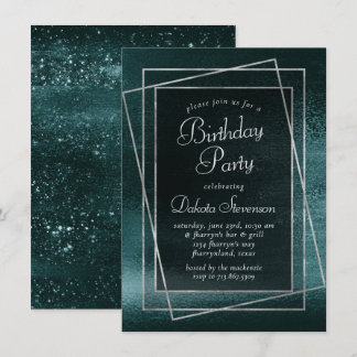 Glitzy Foil | Kleeblatt Green Glam Birthday Party Einladung