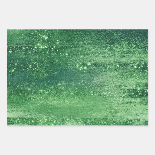 Glitzy Foil | Kleeblatt Green Imitats Metallischer Geschenkpapier Set (Vorderseite)