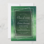 Glitzy Foil | Kleeblatt Green Sparkle Abschluss Einladung (Vorderseite)