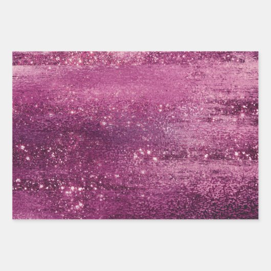 Glitzy Foil | Magenta Hot Pink Blush Imitats Shimm Geschenkpapier Set (Vorderseite 3)
