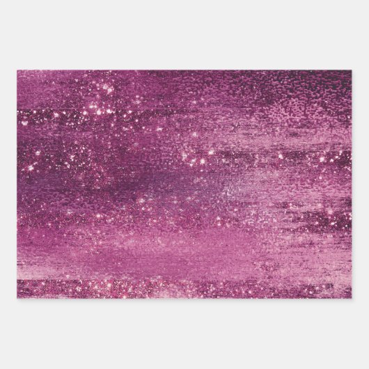 Glitzy Foil | Magenta Hot Pink Blush Imitats Shimm Geschenkpapier Set (Vorderseite)