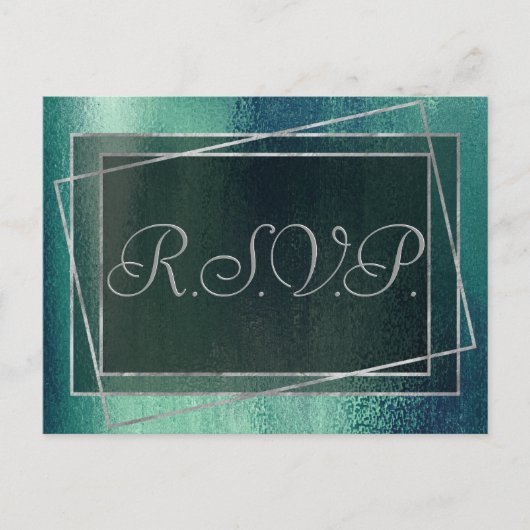 Glitzy Foil | Meeresbad Green Aqua Imitat Sparkone Einladungspostkarte (Vorderseite)