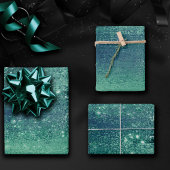 Glitzy Foil | Meeresfauna Iridescent Green Imitats Geschenkpapier Set