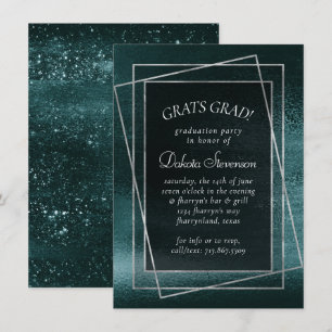 Glitzy Foil   Midnight Aquamarin Dark Glam Abschlu Einladung
