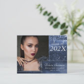 Glitzy Foil | Navy Blue Dark Grad Foto Vielen Dank Postkarte (Stehend Vorderseite)