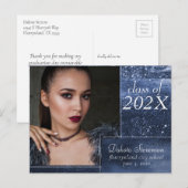 Glitzy Foil | Navy Blue Dark Grad Foto Vielen Dank Postkarte (Vorne/Hinten)