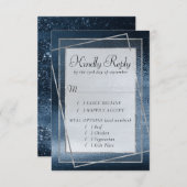 Glitzy Foil | Navy Blue Dark Imitats Glitzer Entre RSVP Karte (Vorne/Hinten)
