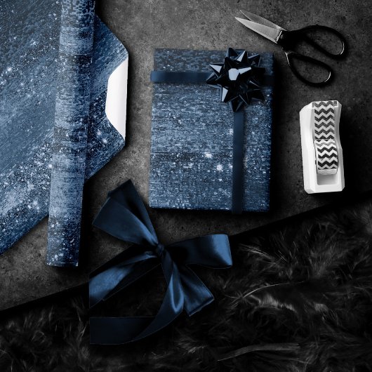 Glitzy Foil | Navy Blue Dark Imitats Glitzer Spark Geschenkpapier