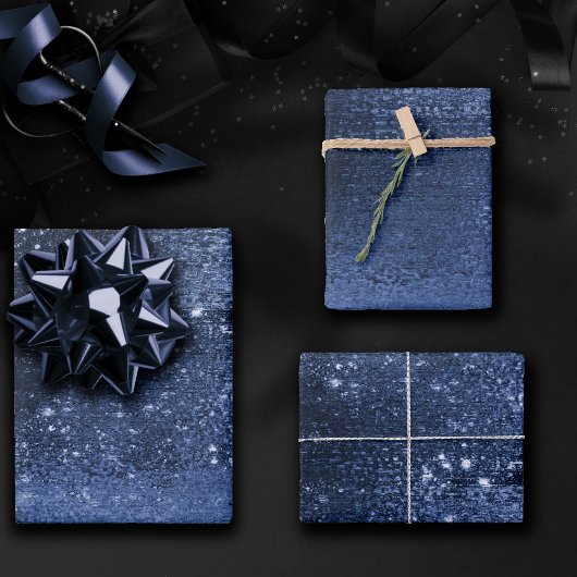 Glitzy Foil | Navy Blue Dark Imitats Glitzer Spark Geschenkpapier Set
