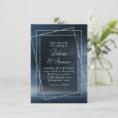 Glitzy Foil | Navy Blue Faux Glam Metallic Wedding Einladung (Stehend Vorderseite)