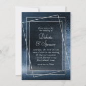 Glitzy Foil | Navy Blue Faux Glam Metallic Wedding Einladung (Vorderseite)