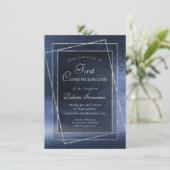 Glitzy Foil | Navy Blue Glitter First Communion Einladung (Stehend Vorderseite)