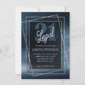 Glitzy Foil | Navy Blue Imitats Glitzer 21 und Rec Einladung (Vorderseite)
