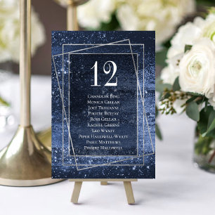 Glitzy Foil   Navy Blue Imitats Glitzer Guest Name Tischnummer
