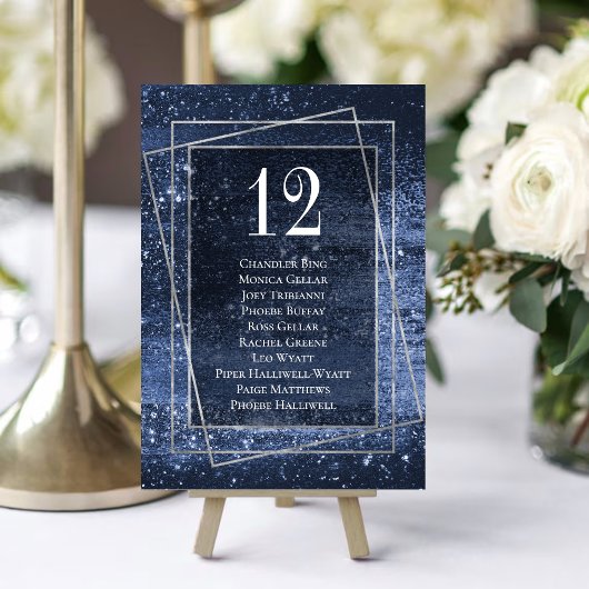 Glitzy Foil | Navy Blue Imitats Glitzer Guest Name Tischnummer