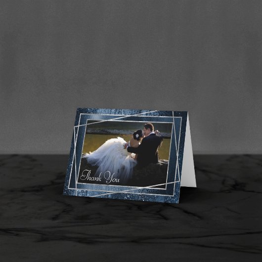 Glitzy Foil | Navy Blue Imitats Glitzer Sparkle Fo Dankeskarte