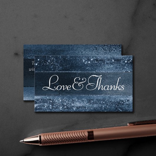 Glitzy Foil | Navy Blue Sparkle Liebe und Danke Begleitkarte