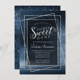 Glitzy Foil Navy Blue Sparkle Zuhause Sweet Zuha Einladung